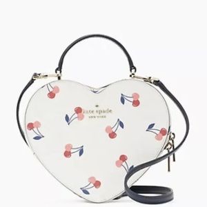 Kate Spade Love Shack Dancing Cherries Saffiano Heart Crossbody Bag